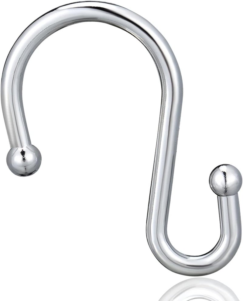 EleCharm Shower Curtain Hooks, Set of 12 Rust Proof S Shaped Decorative Shower Curtain Rings,Multi-Purpose Hangers S Hooks (Chrome) - Image 2
